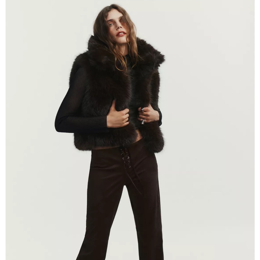 NWT Zara faux fur vest